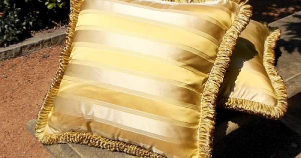 Gold silk cushions shop